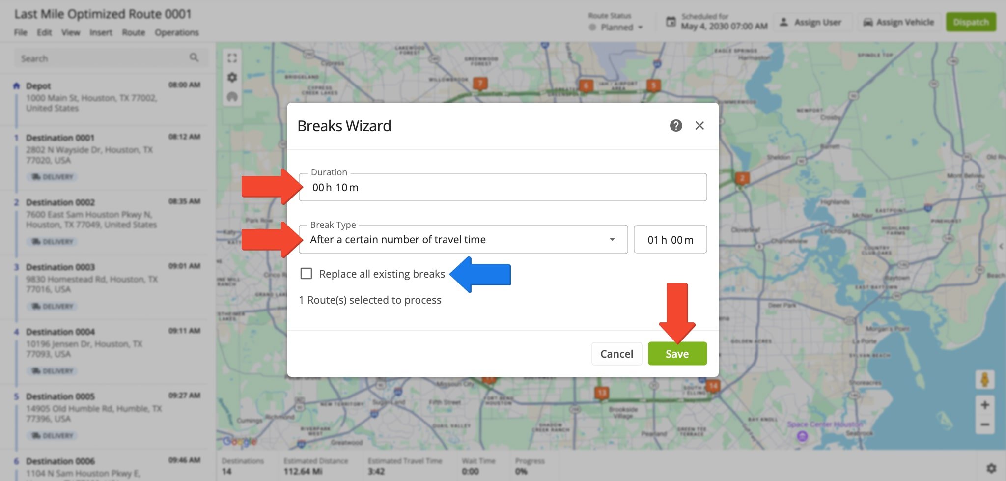 In Breaks Wizard, input your preferred break time in the Duration field and use the Break Type field to select the preferred break type and interval.