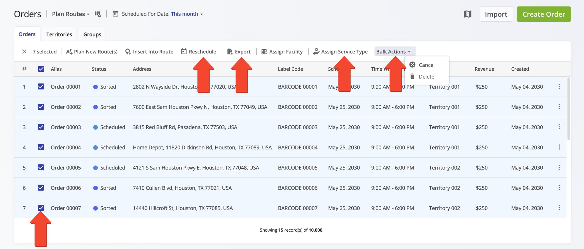 Bulk manage multiple orders at a time.