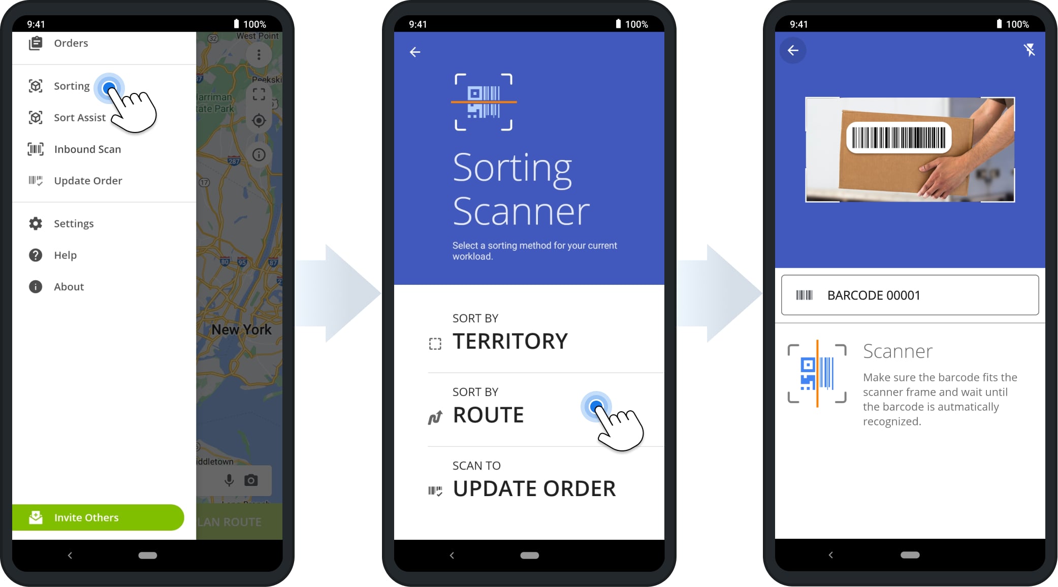 Sorting orders by planned and optimized routes to check order details on route destinations.