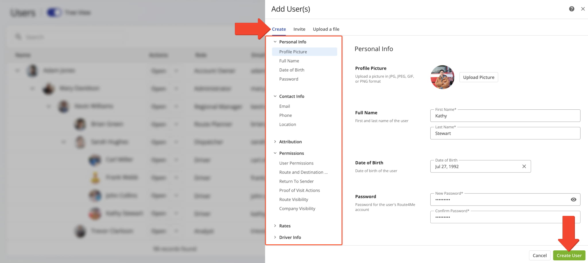 Fill out a user