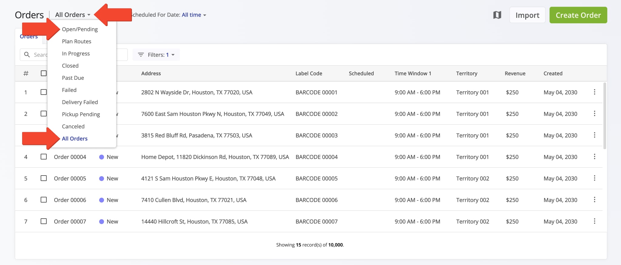 Imported orders receive the 'New' Order Status. To see New orders, use the 'All Orders' View Mode.
