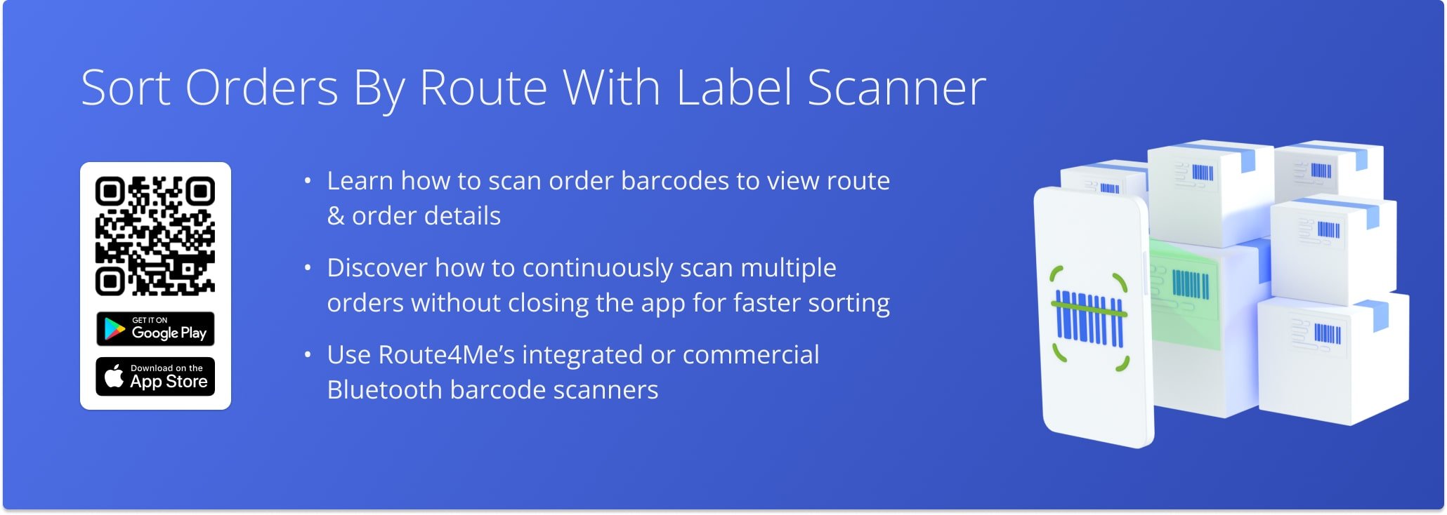 Physically sort orders by route according to the details of the route and customer destination associated with them by scanning order barcode labels.