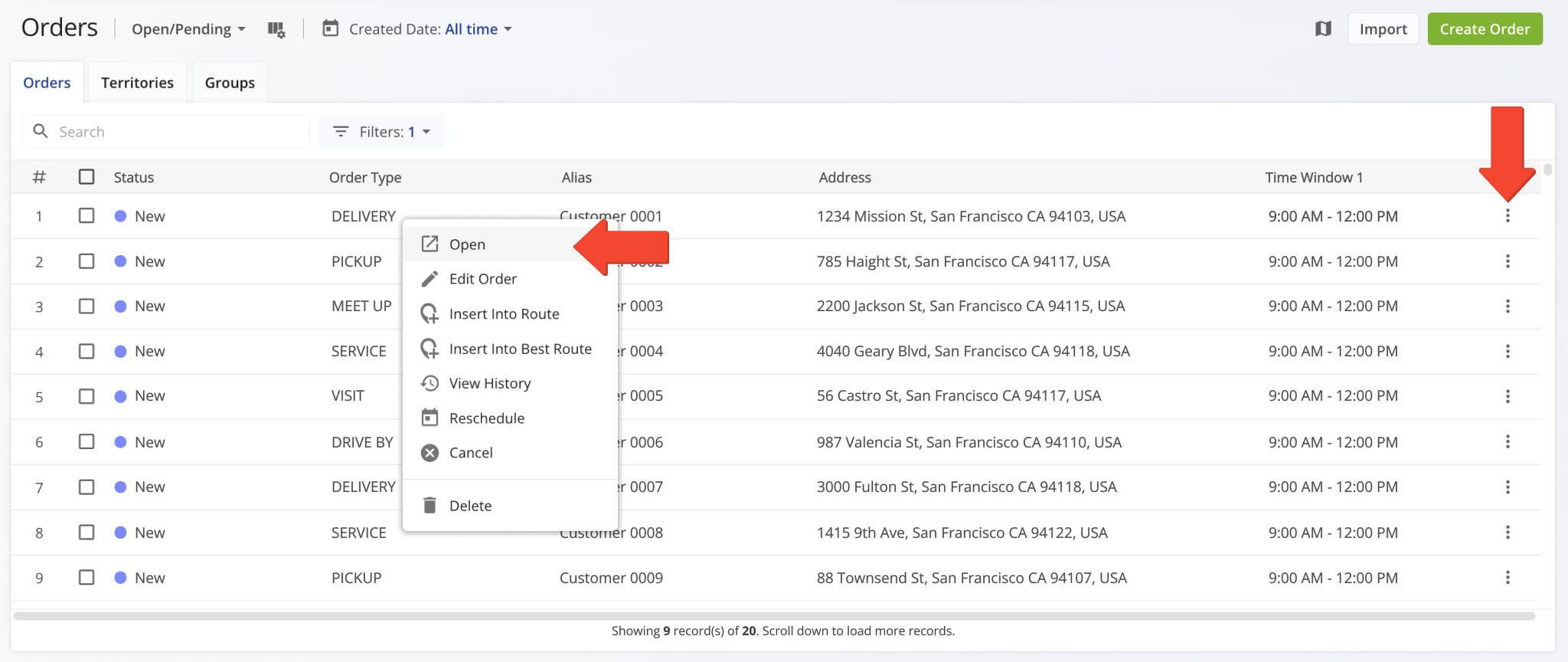 Open an Order Snapshot to view and manage detailed order data.