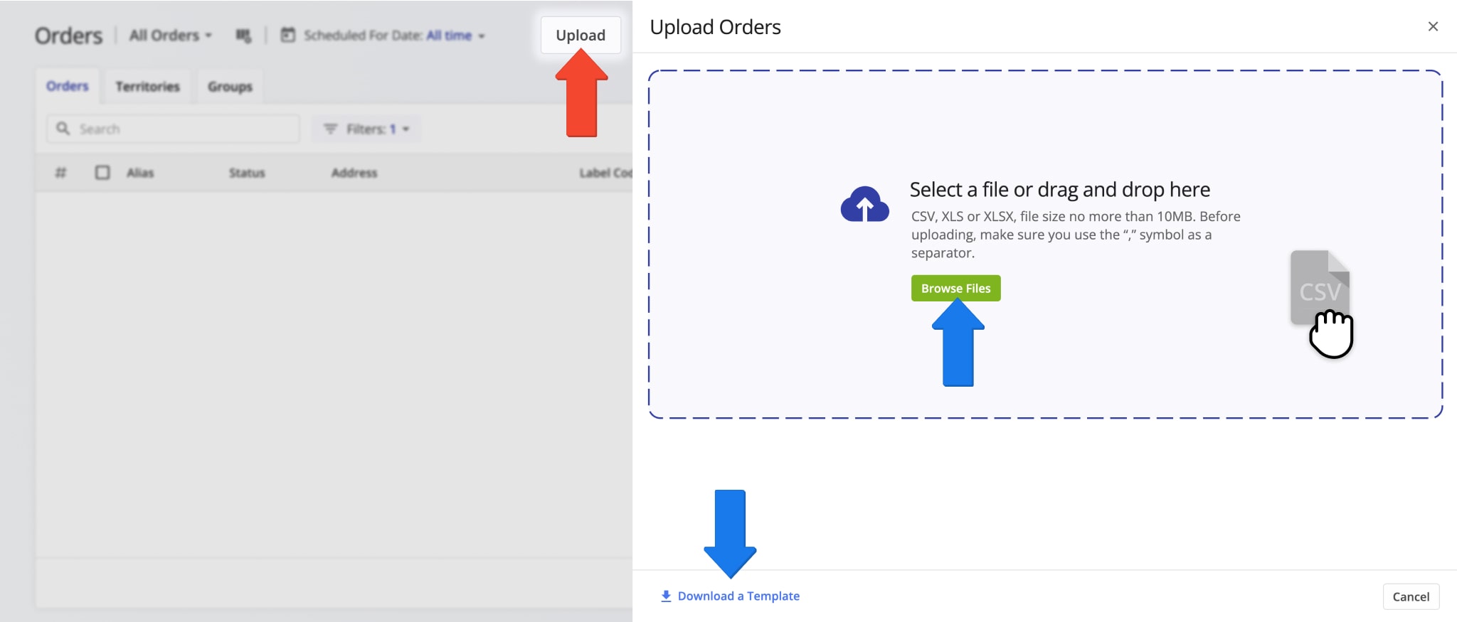 You can quickly upload millions of orders into your Orders List using a CSV file.