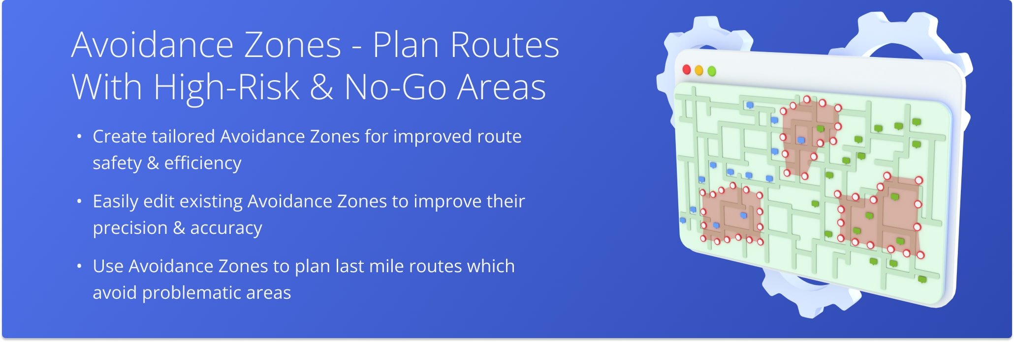 Route4Me's Avoidance Zones feature enables you to create and customize zones to exclude high-risk areas and optimize multi-stop route planning.