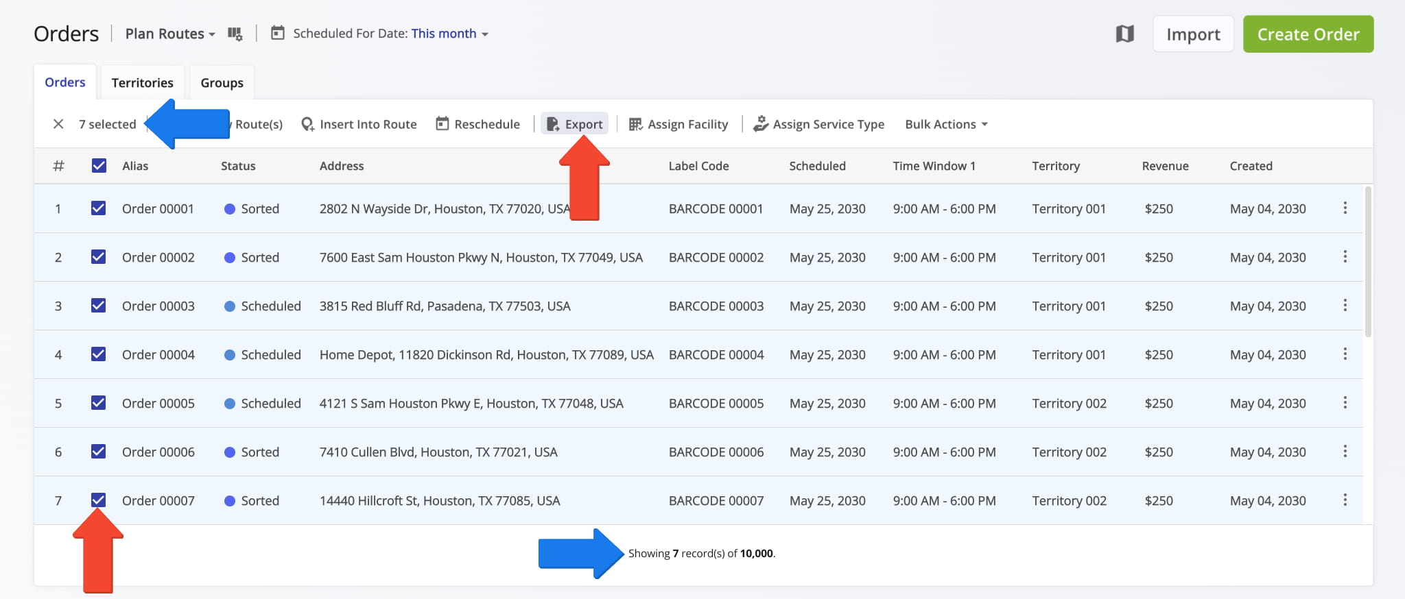 After filtering orders, select the orders you want to export by checking the boxes next to them. Then, click the