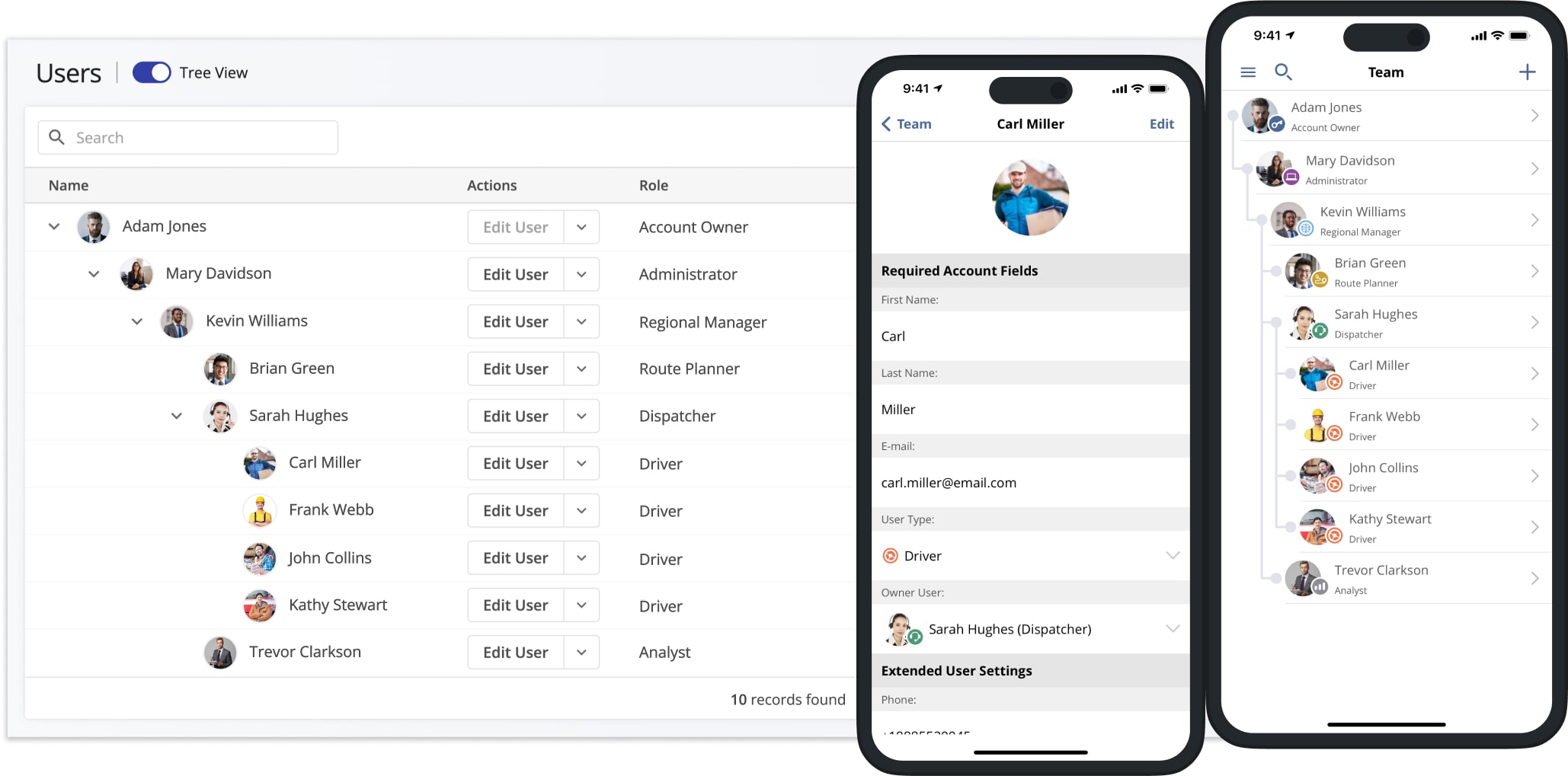 View and manage your entire Route4Me team directly from the Route4Me iPhone and Android Mobile Team Management App.