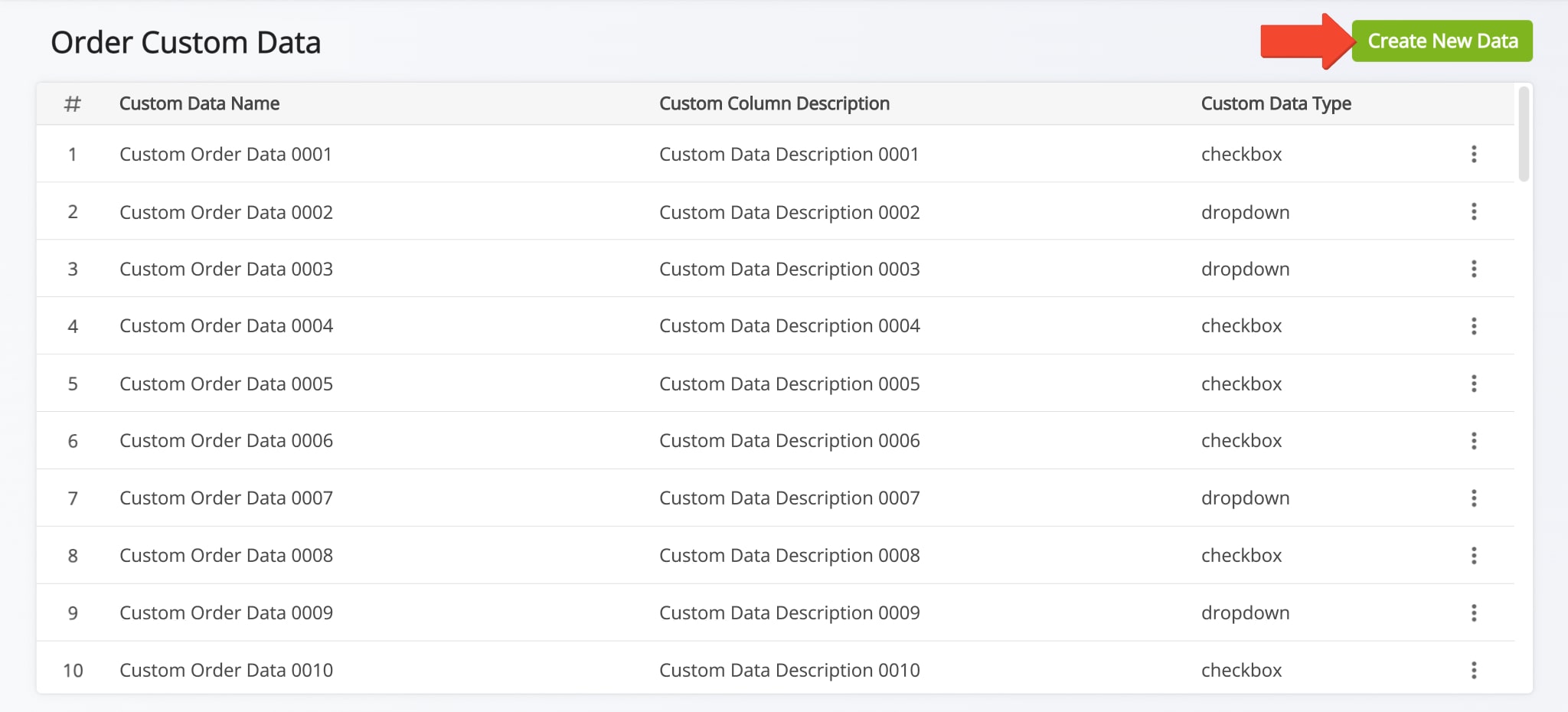 Create new Custom Order Data to add unique user-defined statuses to your orders.