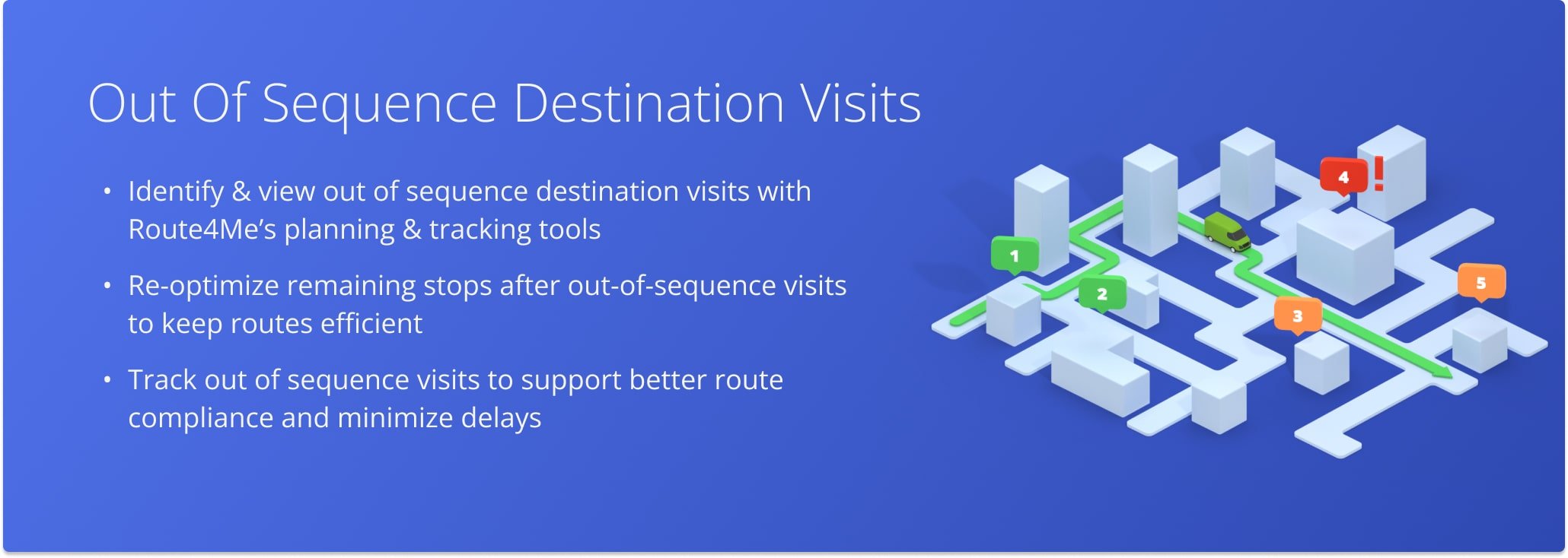 Monitor driver compliance by tracking destinations visited out of the planned sequence.