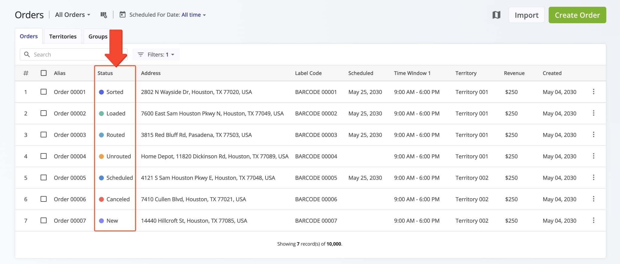 Orders in Route4Me's ERP Order Management and Routing System can have different statuses depending on the exact stage of the order lifecycle they're in.