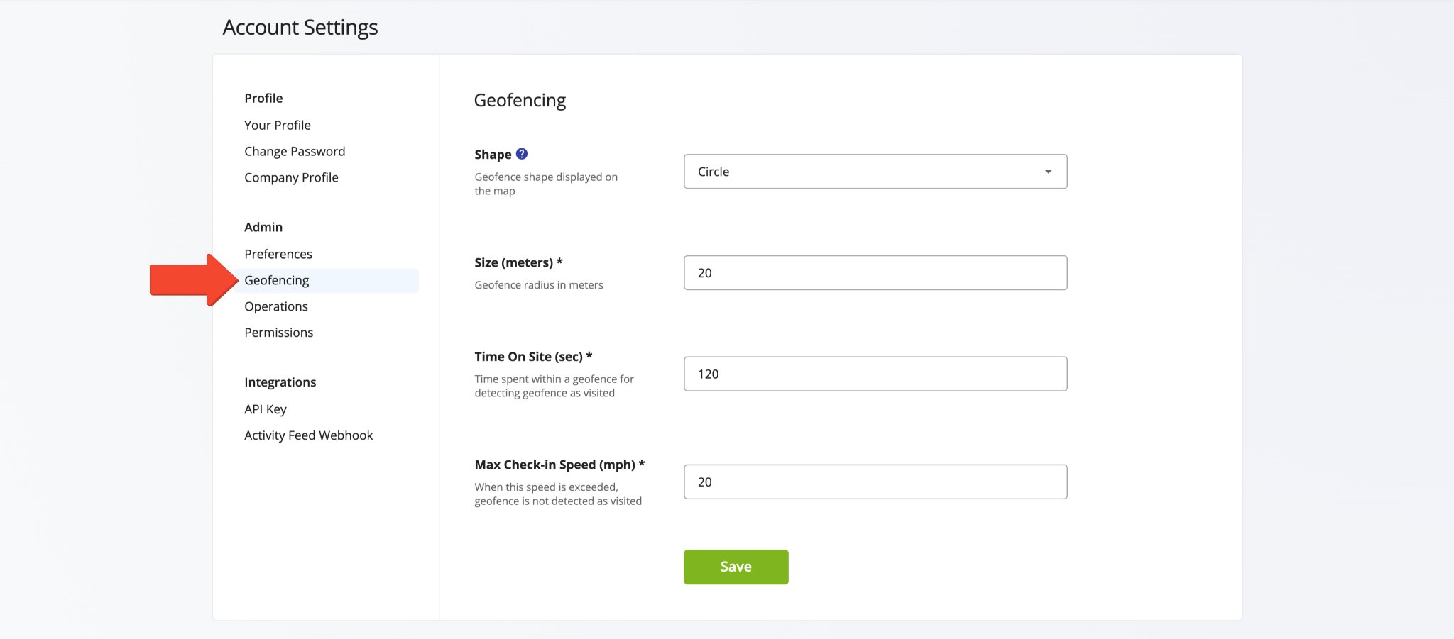 Enable geofencing and customize geofence settings on your Route4Me account.