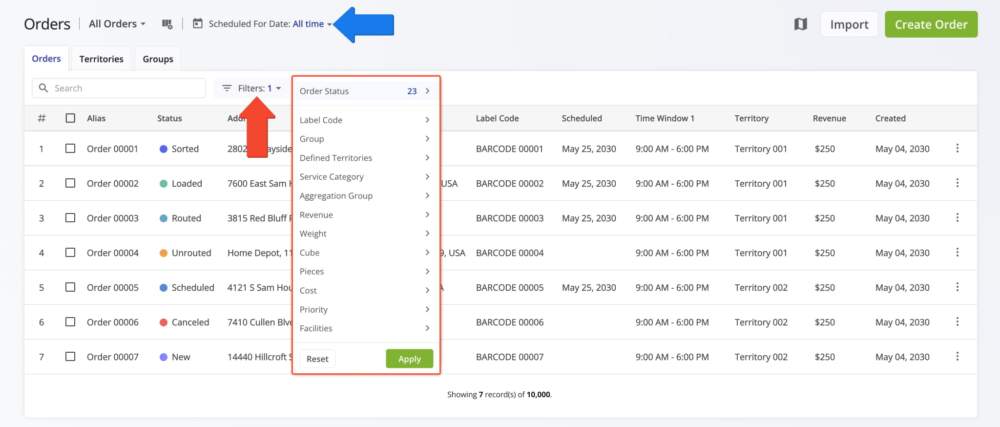 Each View Mode supports a fixed set of filters.