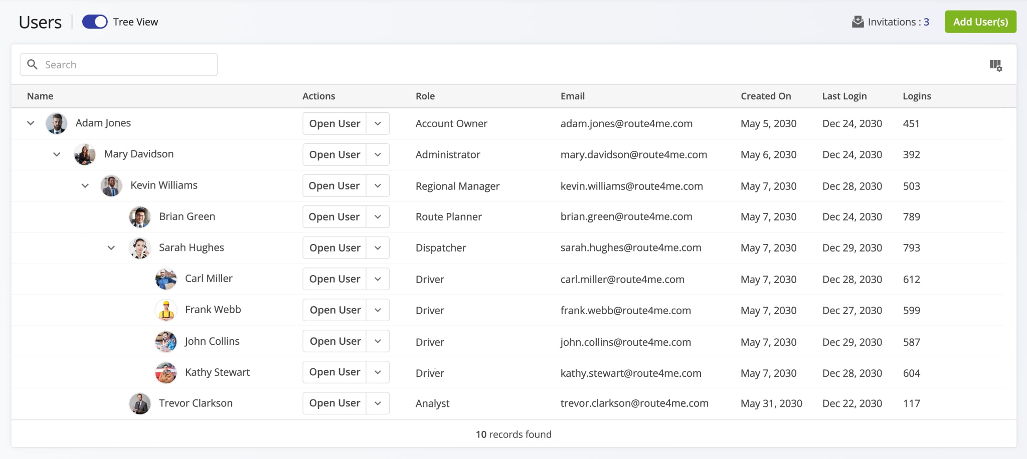 The Assignment Dashboard automatically updates to display new routes, vehicles, and team members.