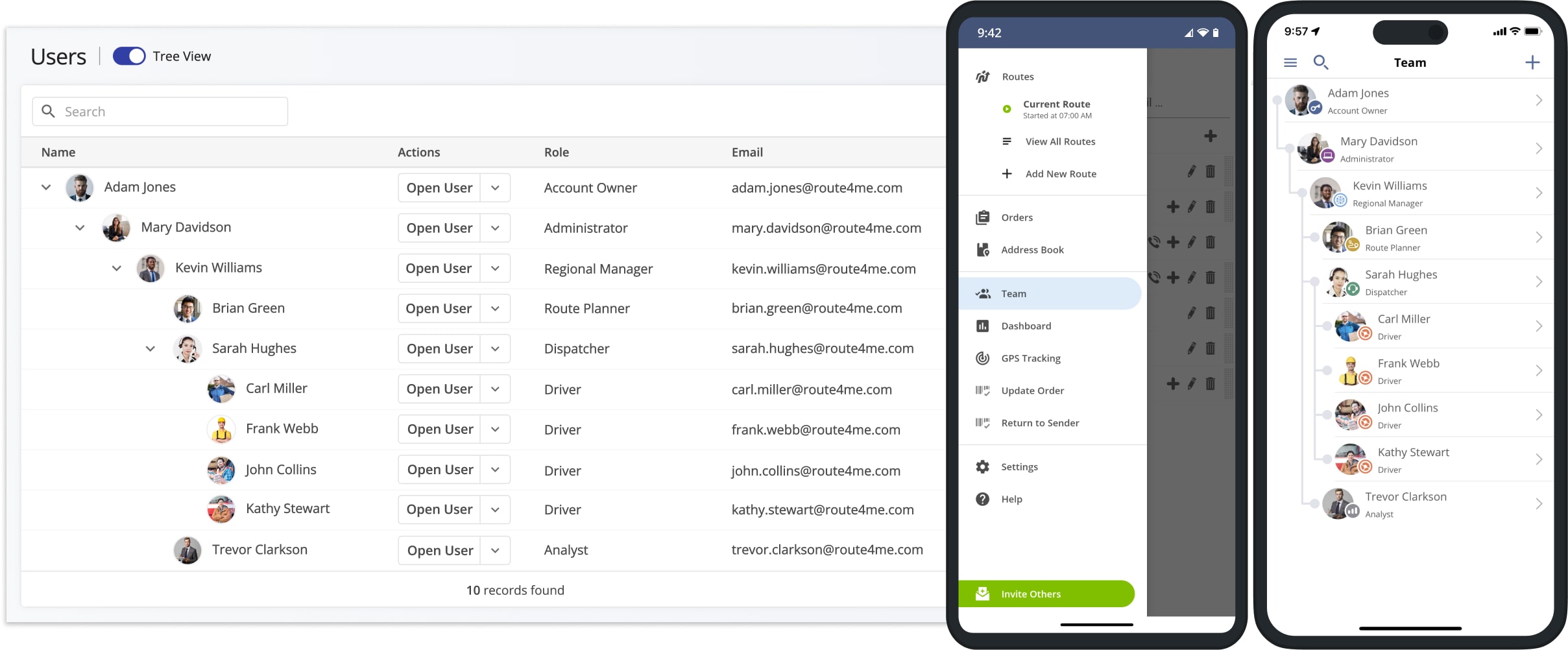 Synchronizing drivers, users, and team data across devices and accounts between Route4Me's Mobile Route Planning app and Web Platform.