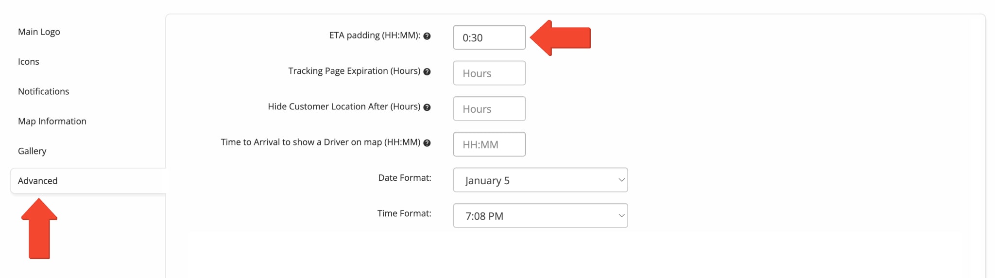 Make sure that the ETA Padding (HH:MM) field in the Advanced menu tab is not empty.