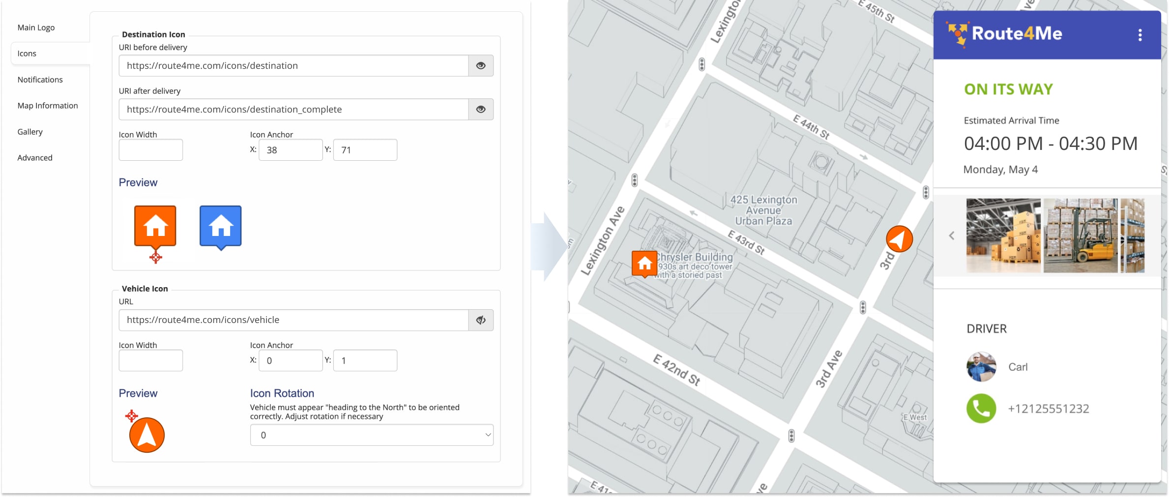 Customers can see their location and driver's live location on the Online Order Tracking Map.