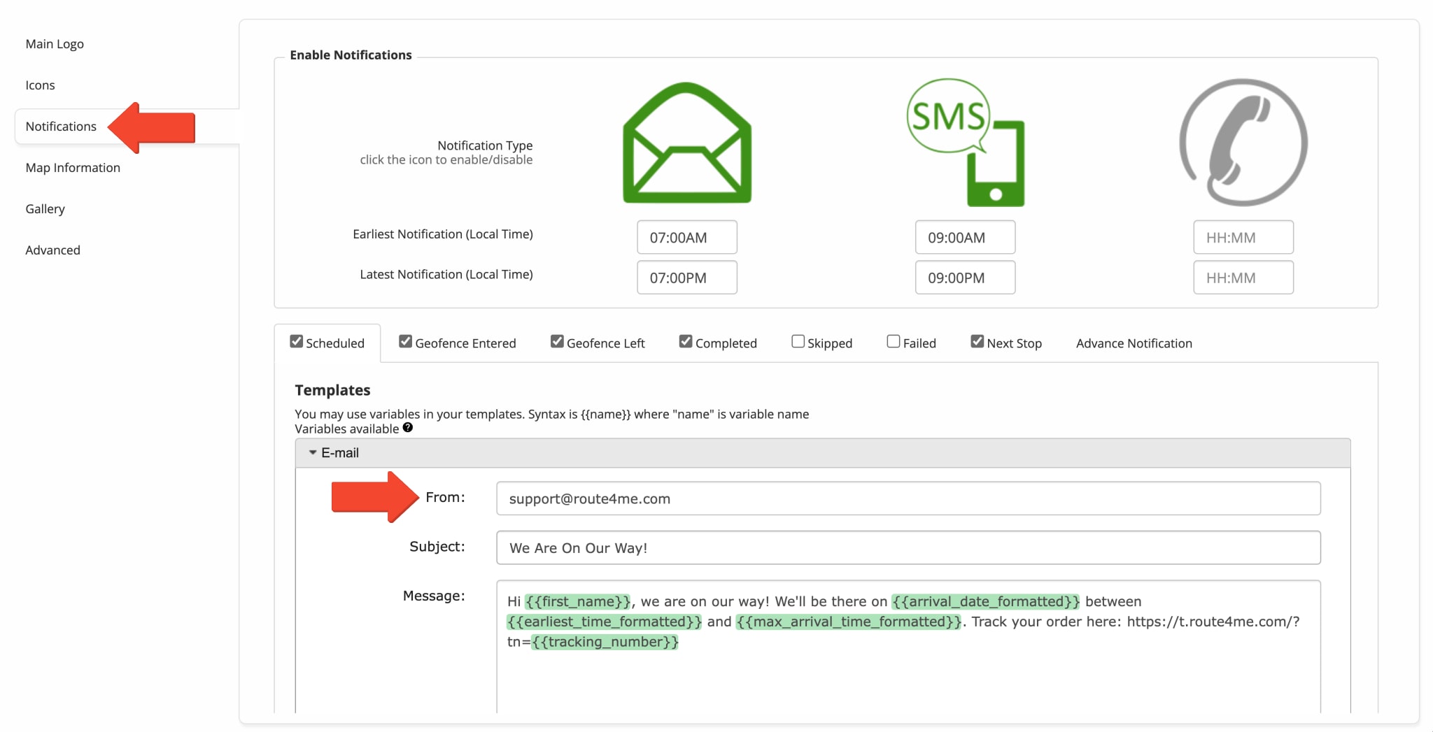 Make sure to use a valid email address in the From field in the Email Notifications editor.