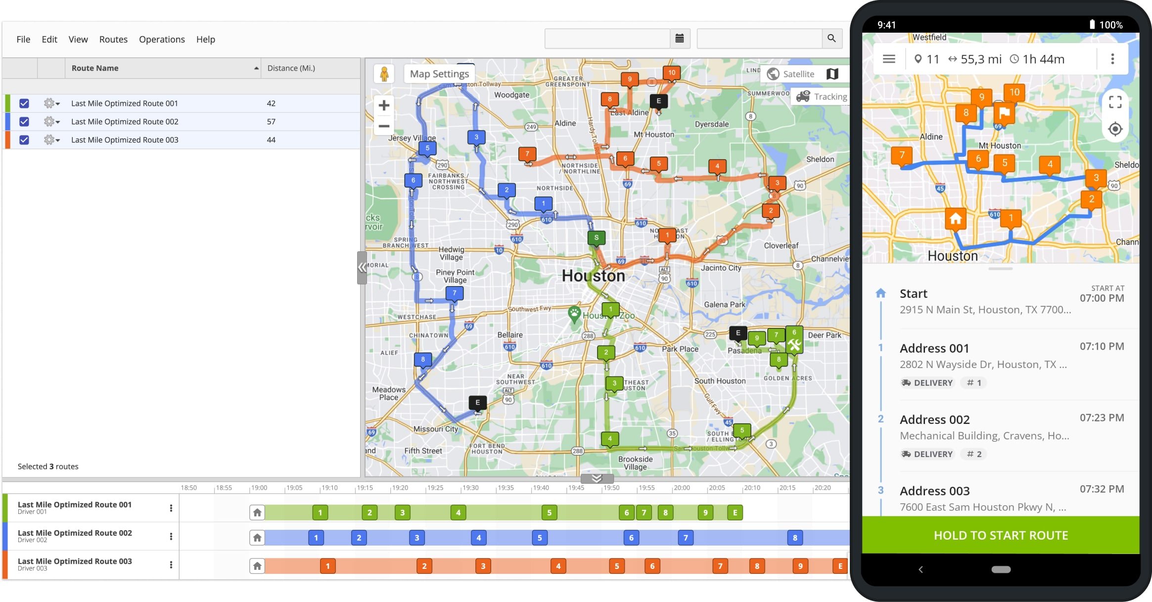 Route4Me syncs all changes made on the Routes Map to the Mobile Route Planner app for Android and iPhone. Any modifications made to routes or destinations are synchronized in real-time.