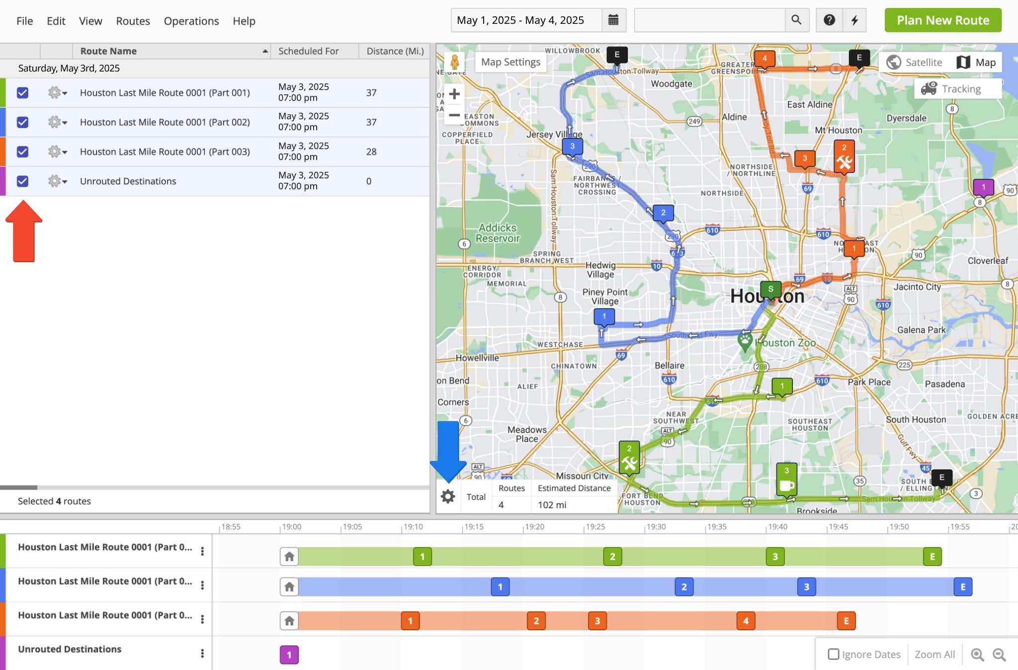When you plan multiple routes with the max distance constraint, they are automatically opened in the Routes Map.