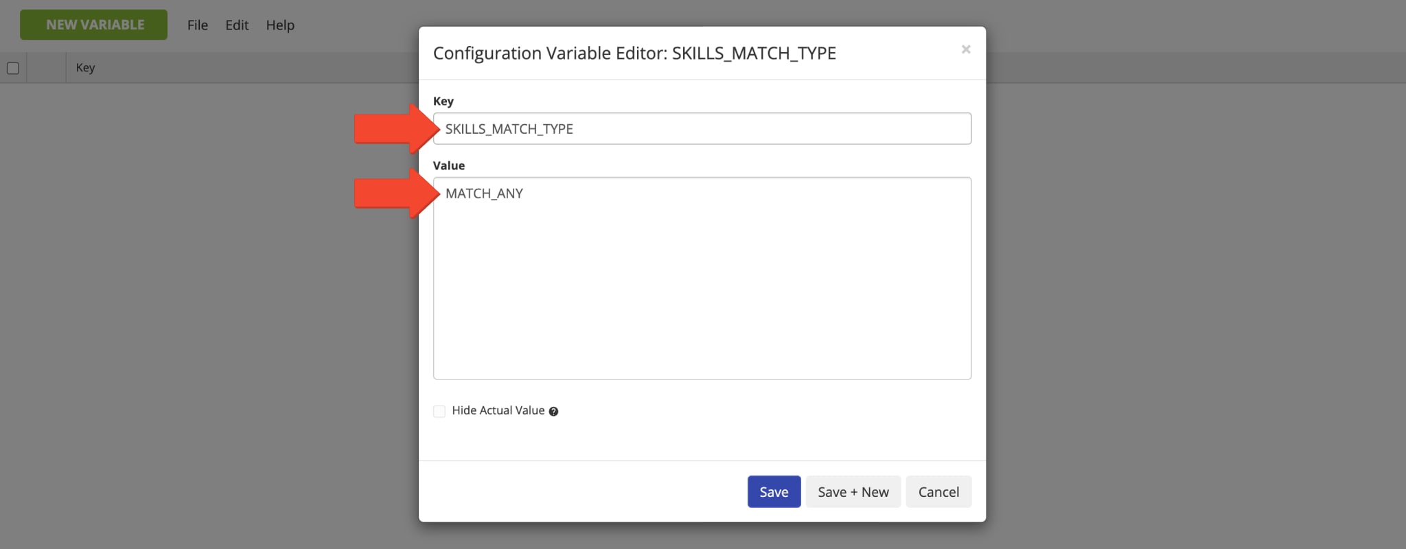 Configure your preferred Skills Matching Type with the Advanced Configuration Editor.