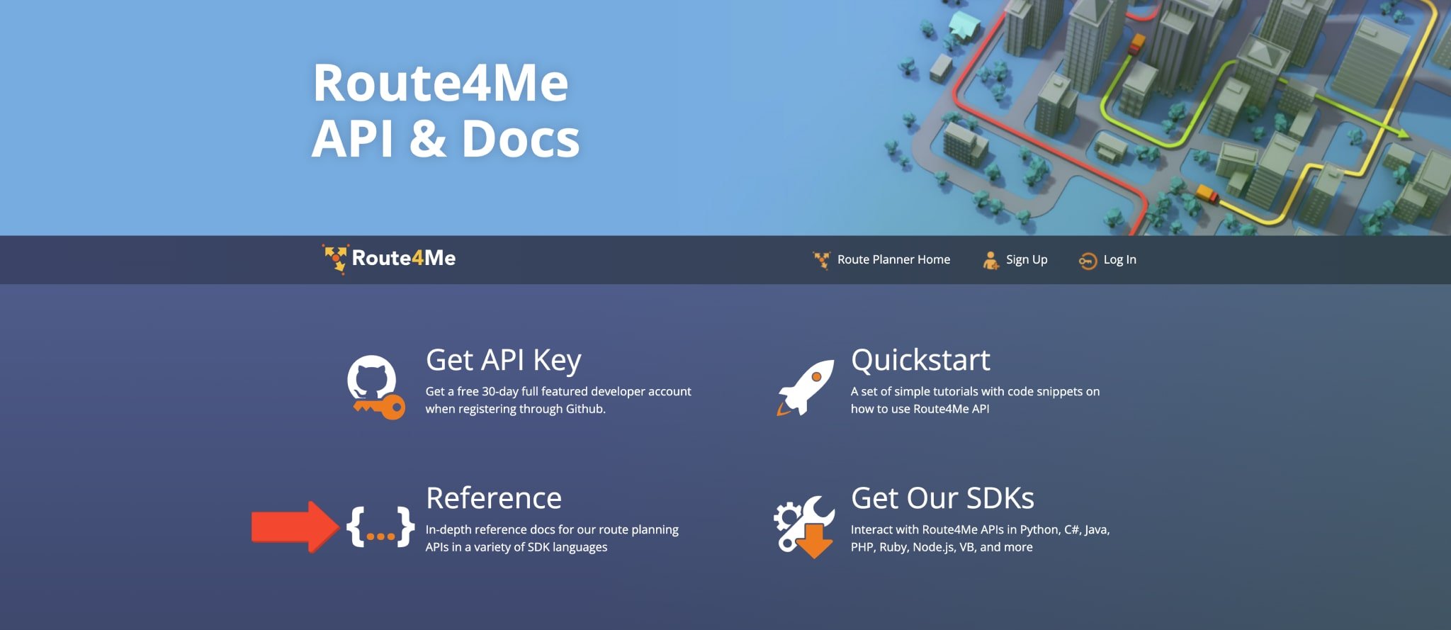 The Route4Me developer portal gives developers access to API documentation and in-depth reference docs for our route planning APIs in a variety of languages.