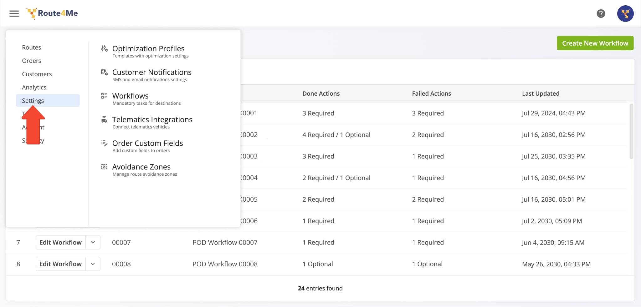 Access advanced settings such as workflows, optimization profiles, notification settings, and more.