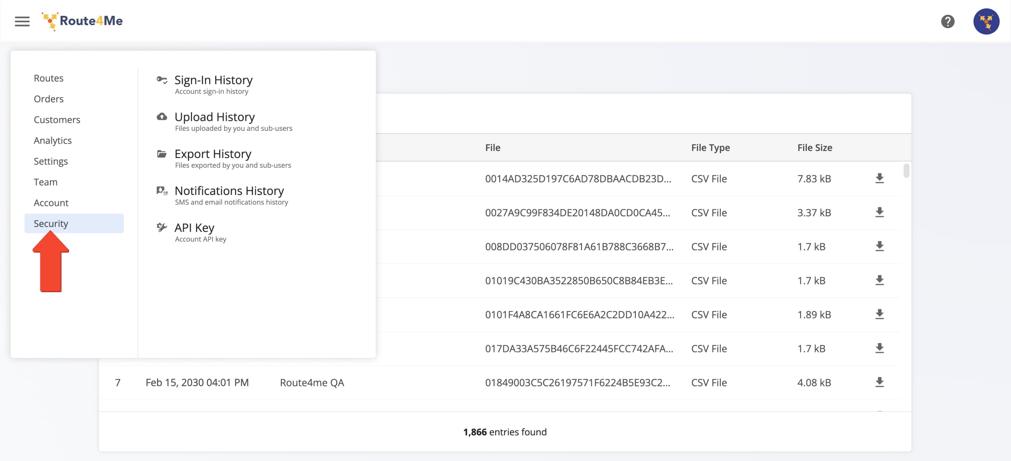 To ensure you always have a comprehensive overview of the activity on your Route4Me account, the Enterprise Route Planning Software provides detailed history records of all activity on your account.