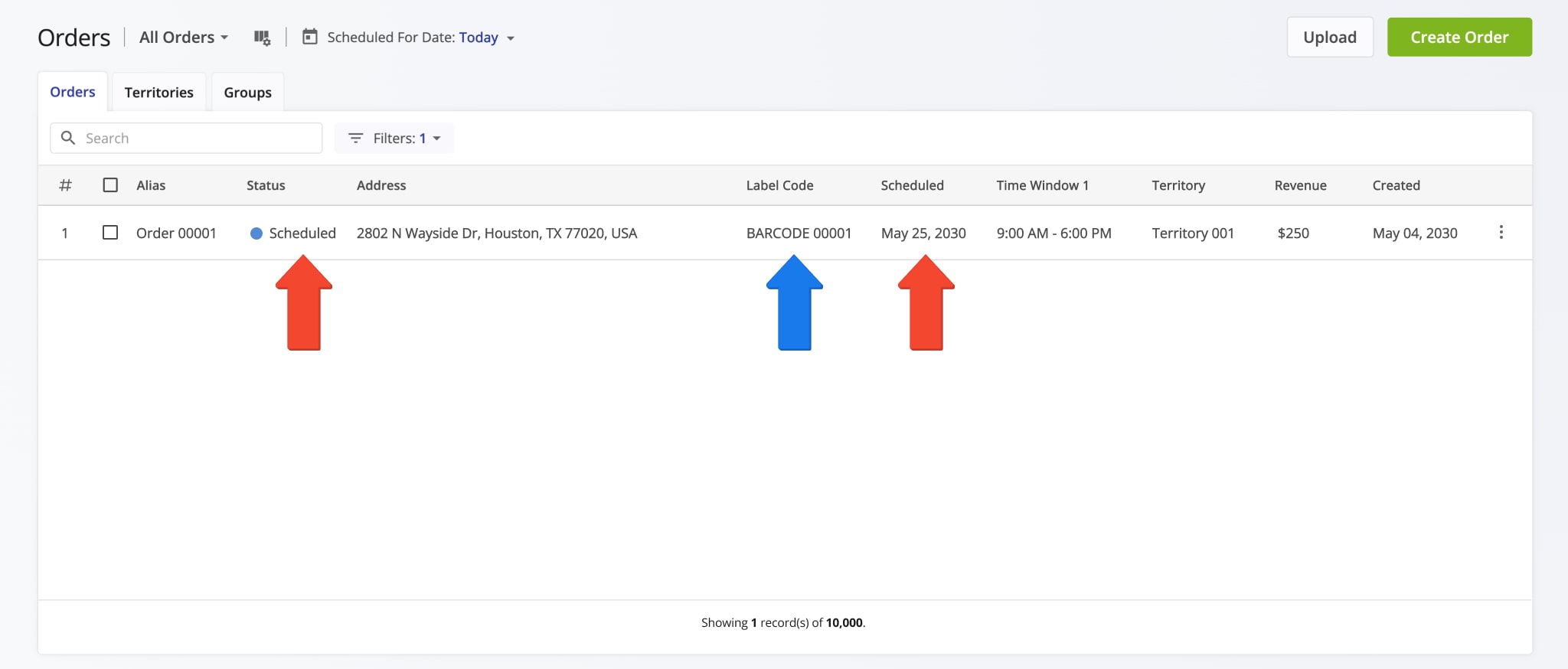 Once you create the order, it automatically becomes available in your Orders List with the 'Scheduled' status and is scheduled for the specified date.