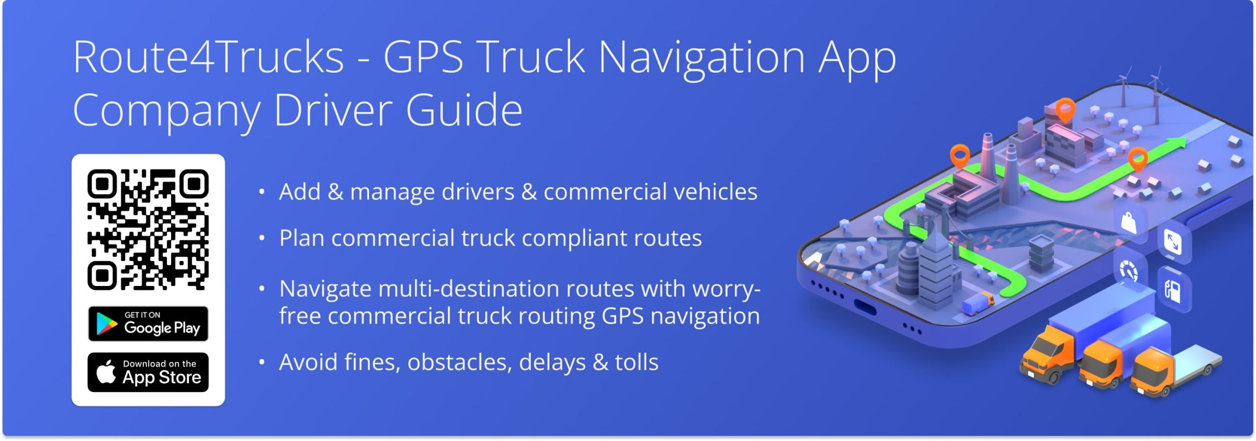 Route4Trucks is the best truck routing and multi-stop route planner app with in-app GPS truck navigation for company truckers and commercial vehicle drivers.