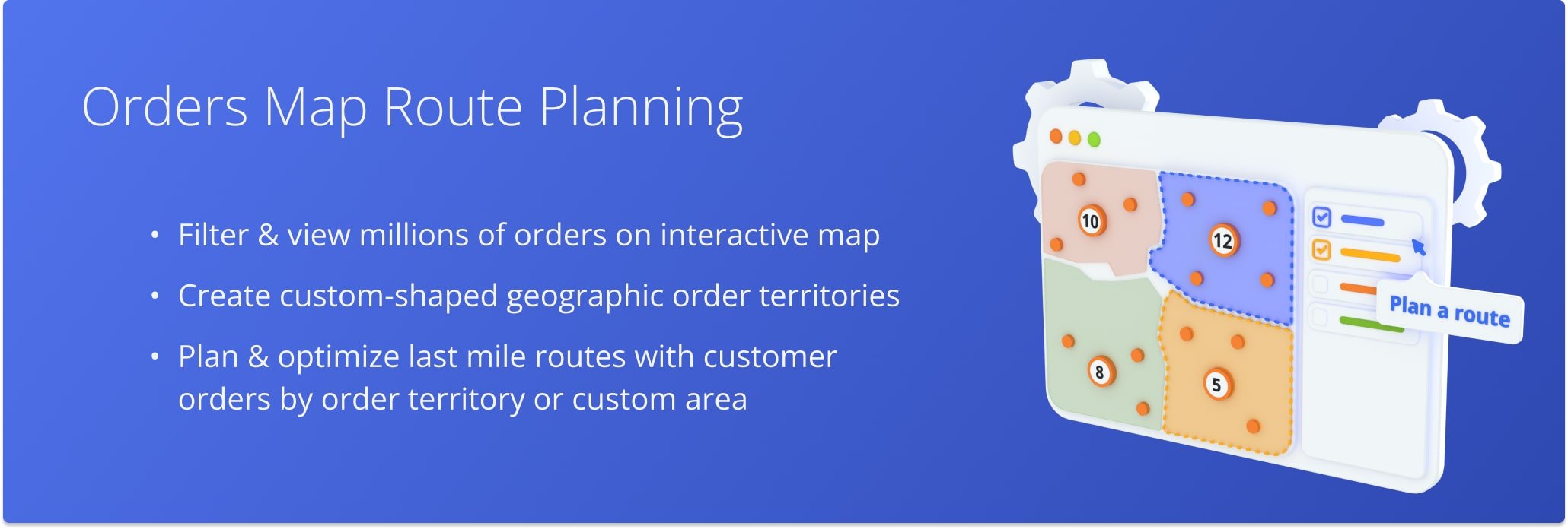 Use Route4Me's interactive Orders Map to plan routes with customer orders by selecting orders on the map or using Order Territories.