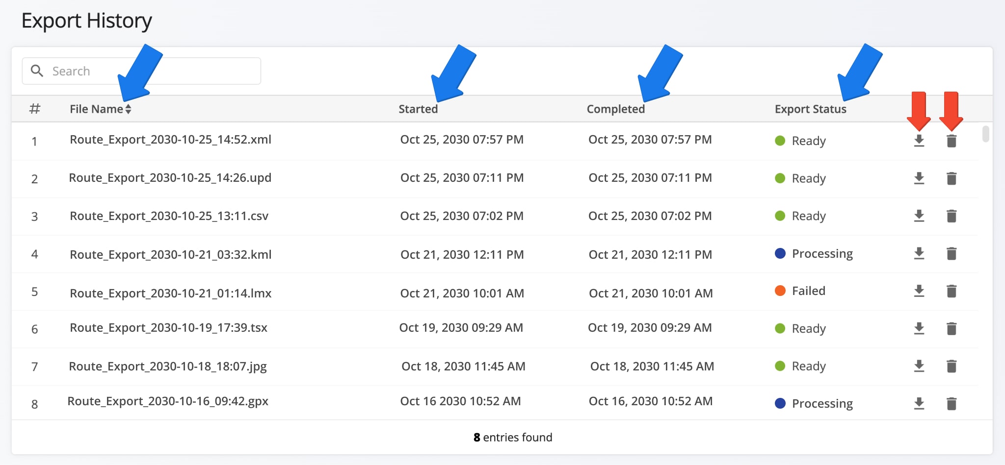 You can use the header to sort and manage your Team Files. Simply click the preferred column name to sort files in either ascending or descending order according to the preferred column.