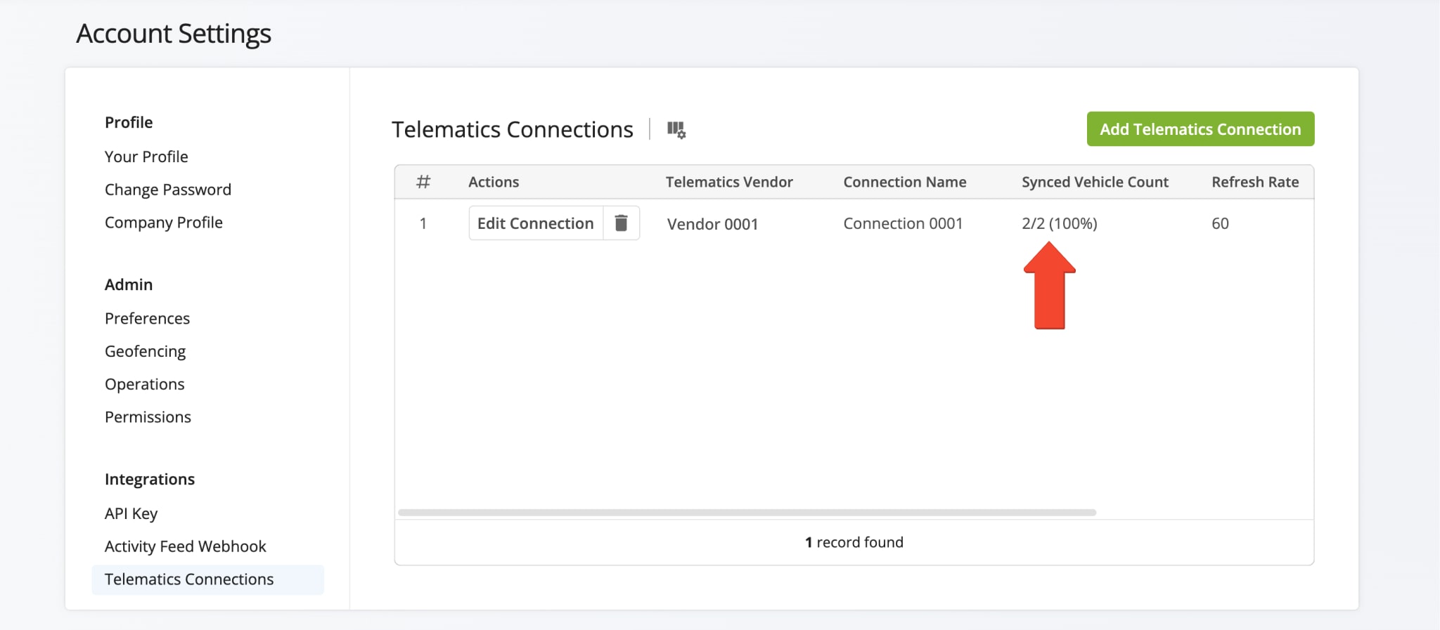 When adding a new connections, your telematics data is automatically synced.