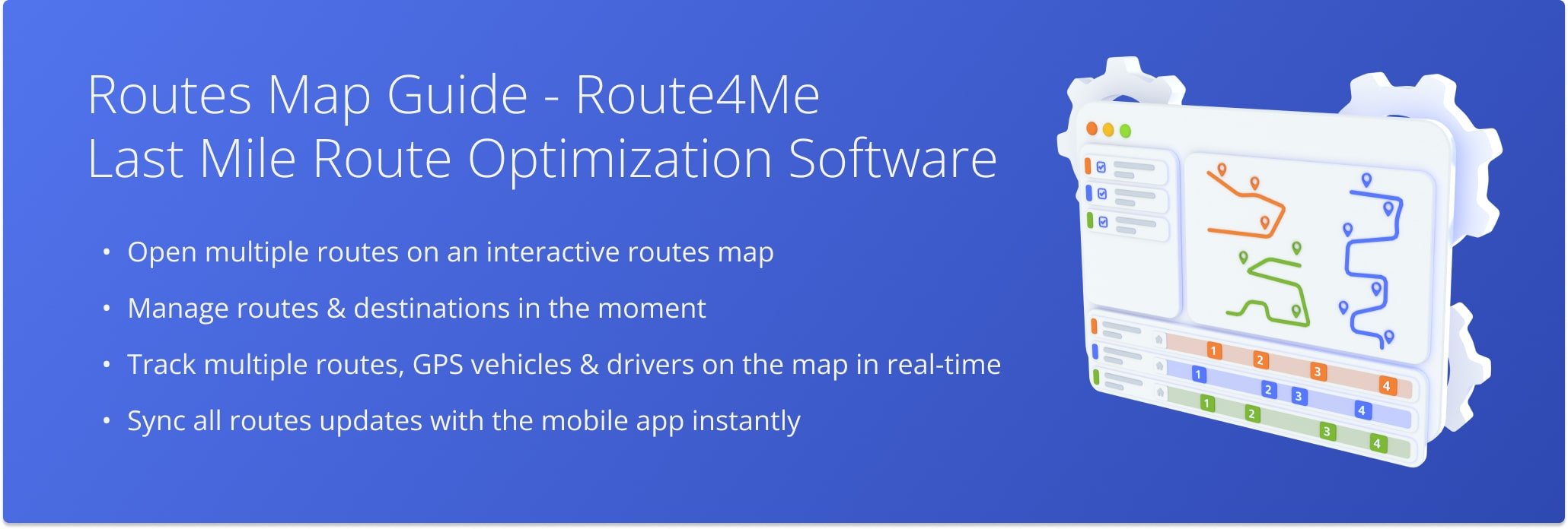 Use the routes map to open, edit, and manage multiple routes and track your field team as they execute assigned routes in real-time. 