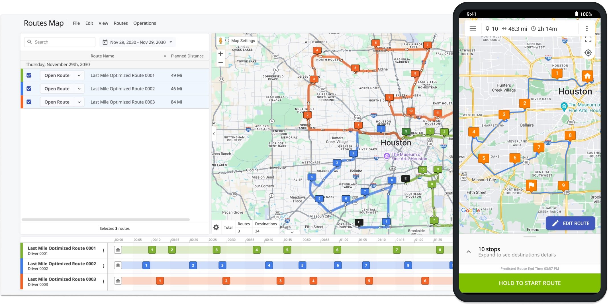 Route4Me instantly syncs updates between the Routes Map and the Mobile Route Planner, reflecting changes to routes, destinations, or real-time field team updates.