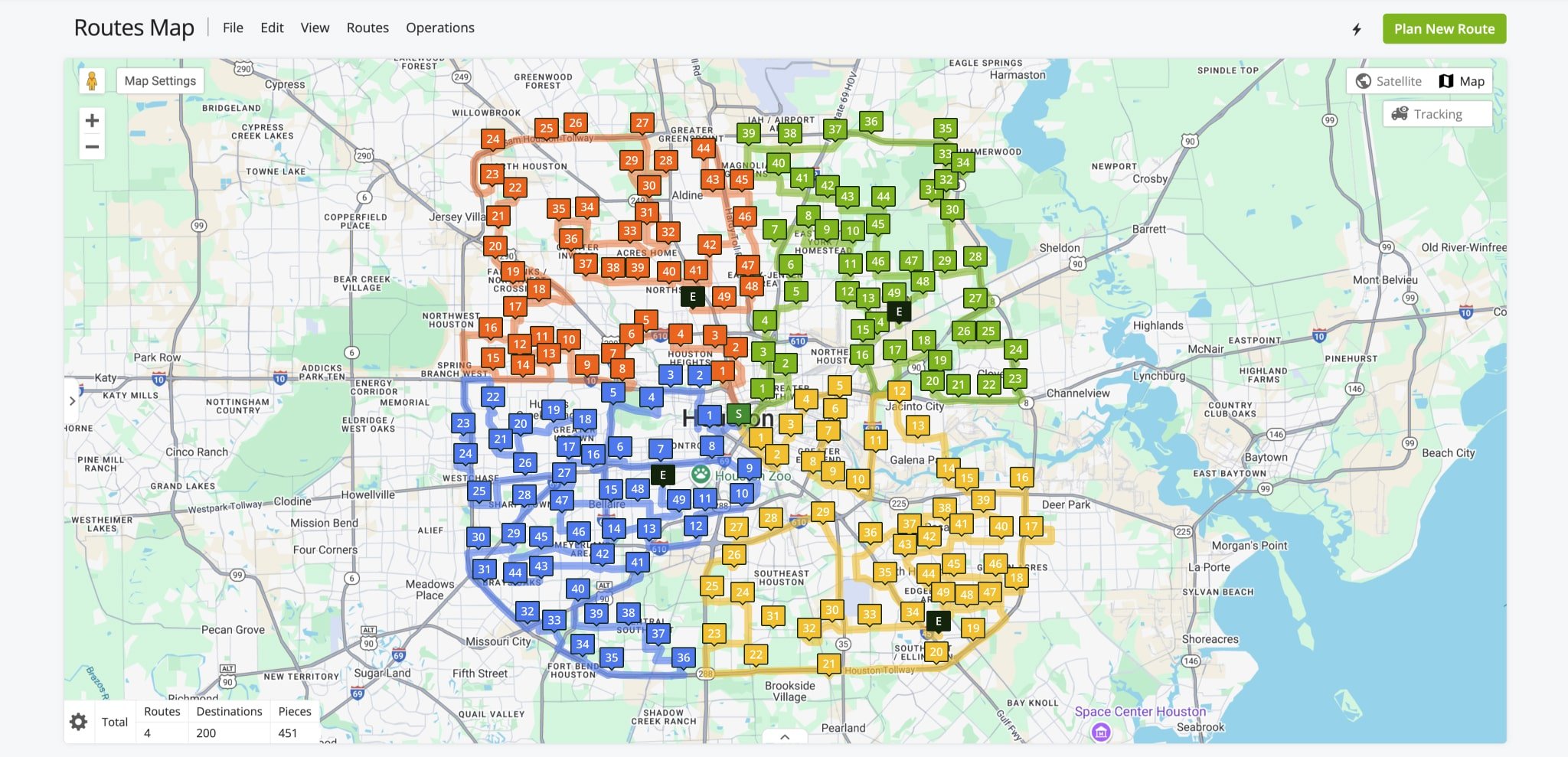 With high-density routing enabled, Route4Me's software uses smart clustering algorithms to plan routes with the optimal density without any overlap.