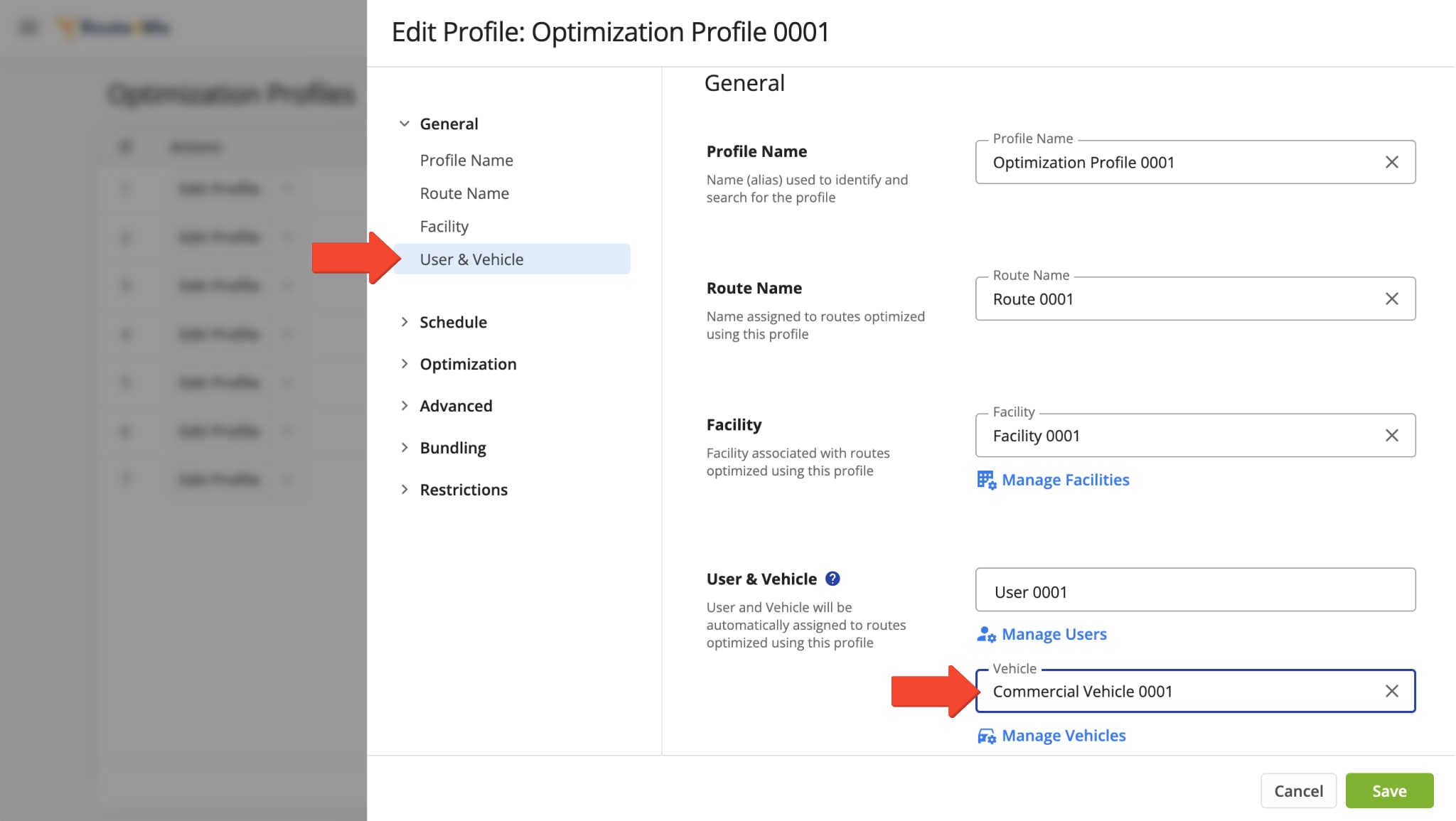 To plan a route with an Optimization Profile, first review your list of currently available Profiles and, if necessary, edit an existing Profile or create a new Optimization Profile. 