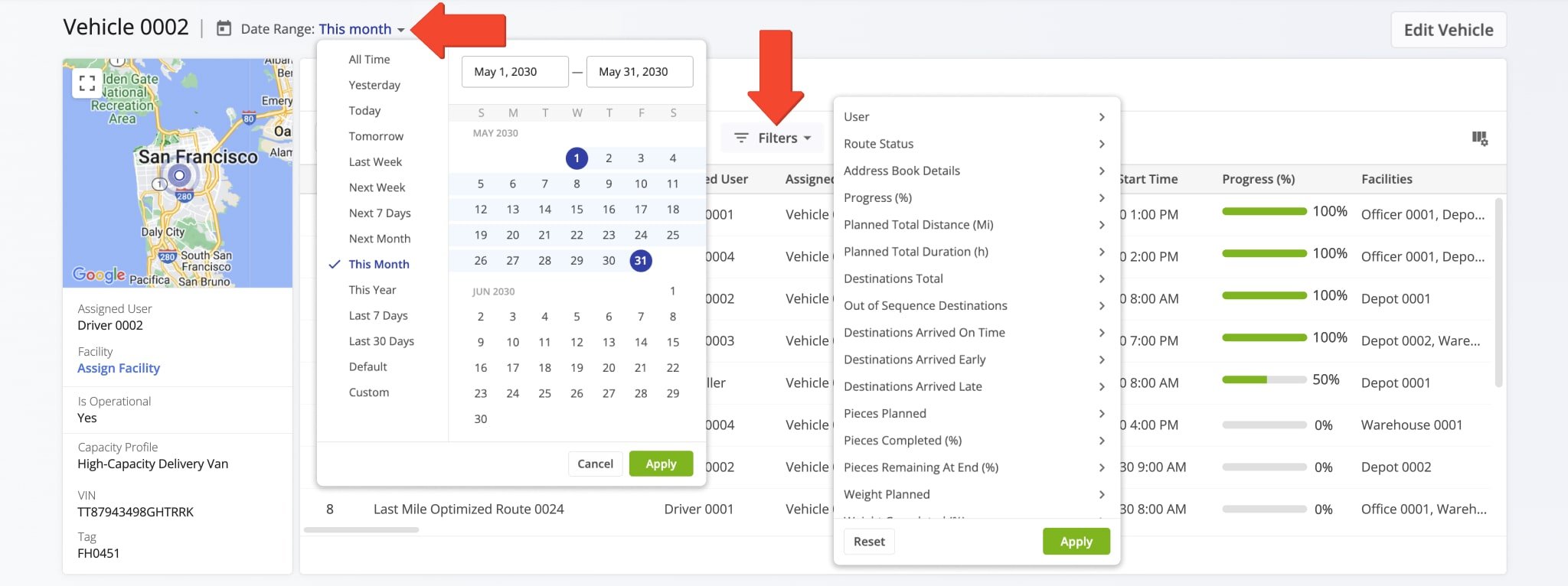 You can filter the Vehicle Snapshot to show only the data relevant to your needs or unique use case.