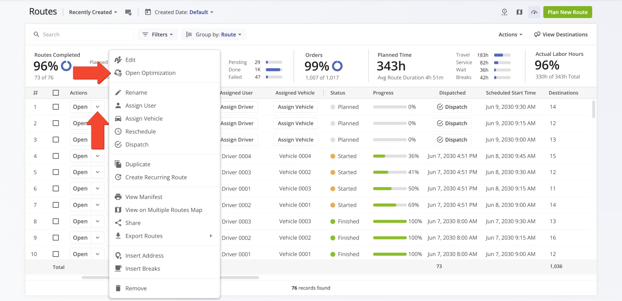 Access Optimization Snapshots to view key metrics and insights.