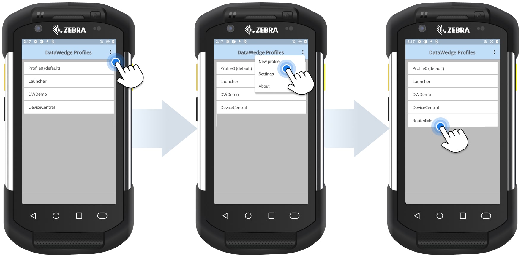 Create a new scanner profile in the DataWedge app.