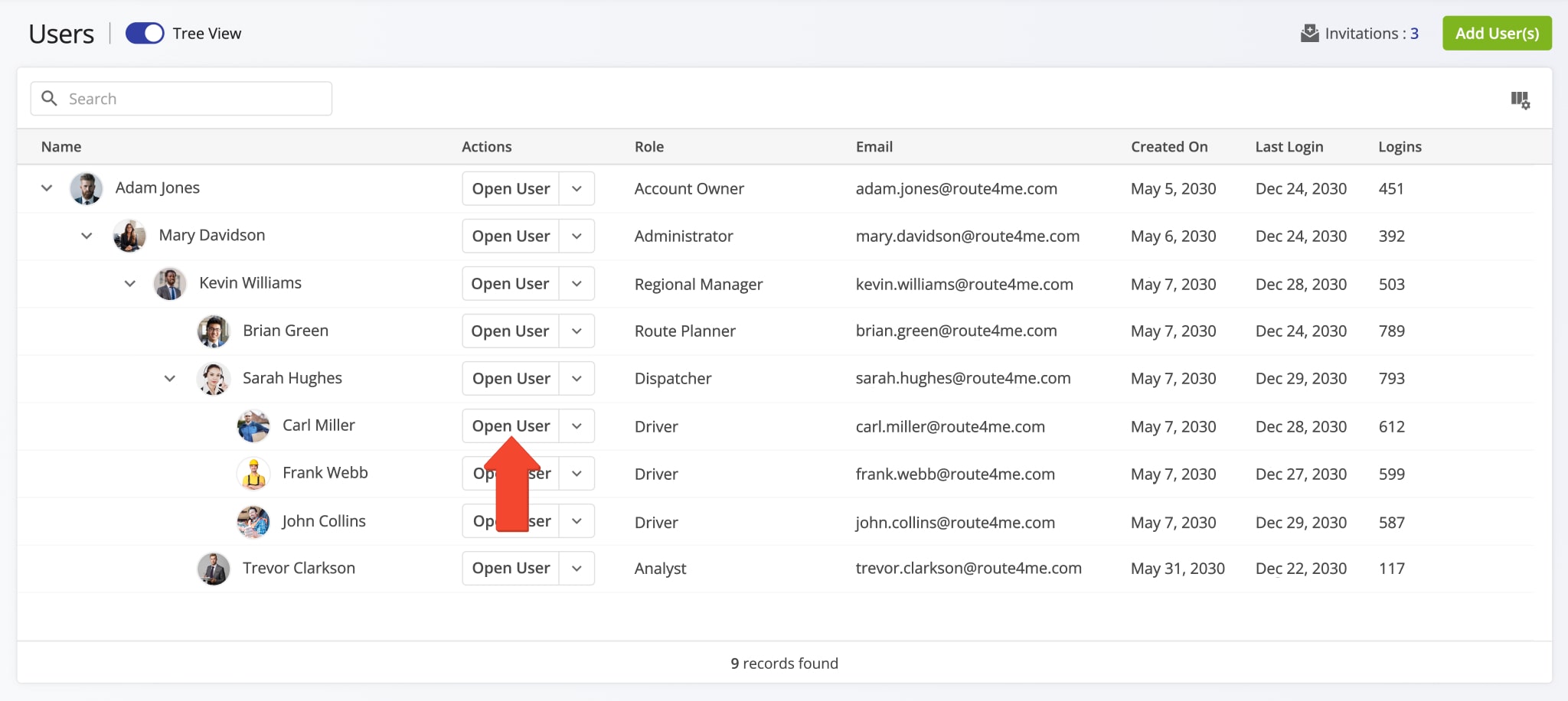 Open the User Snapshot to view summarized user data and analytics.