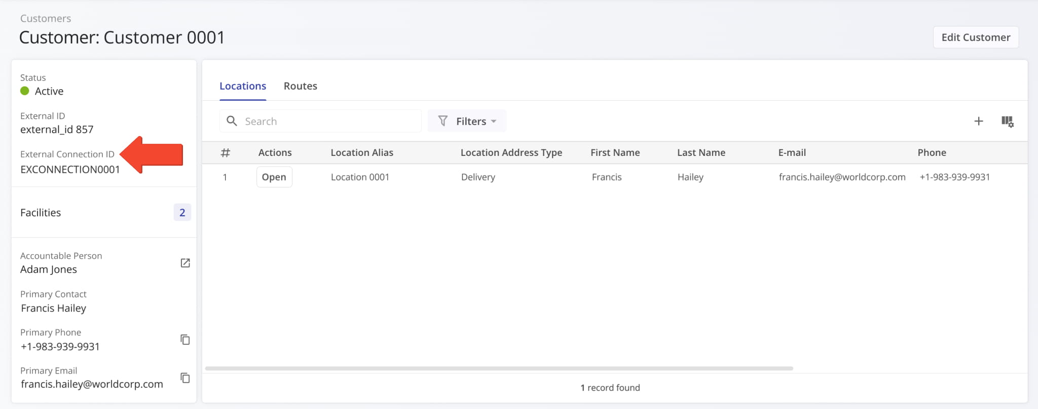 A new External Connection ID field was added to the Customer Snapshots in the summary on the left. It shows the unique ID of Customers imported through external vendor connections.