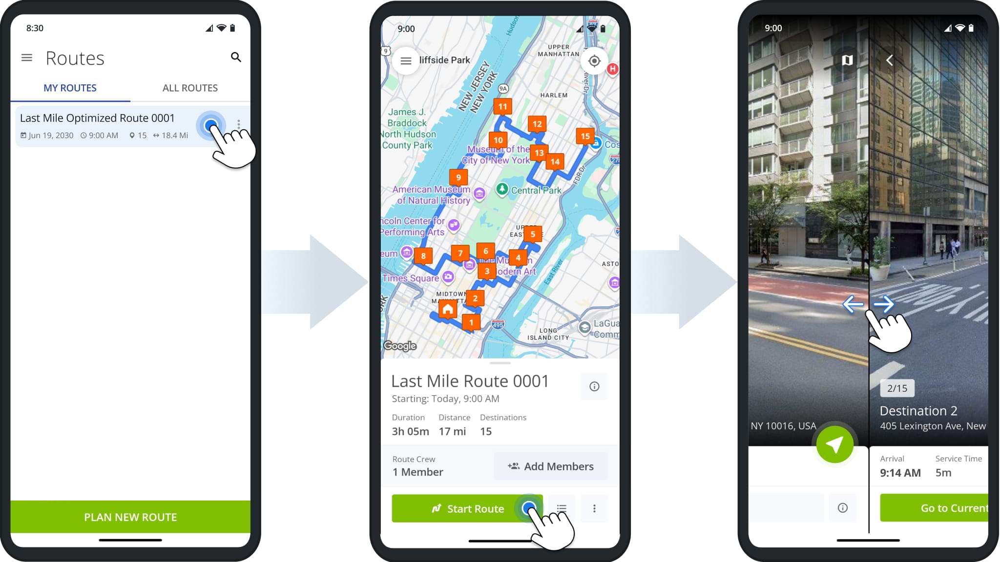 Opening and starting routes on Route4Me