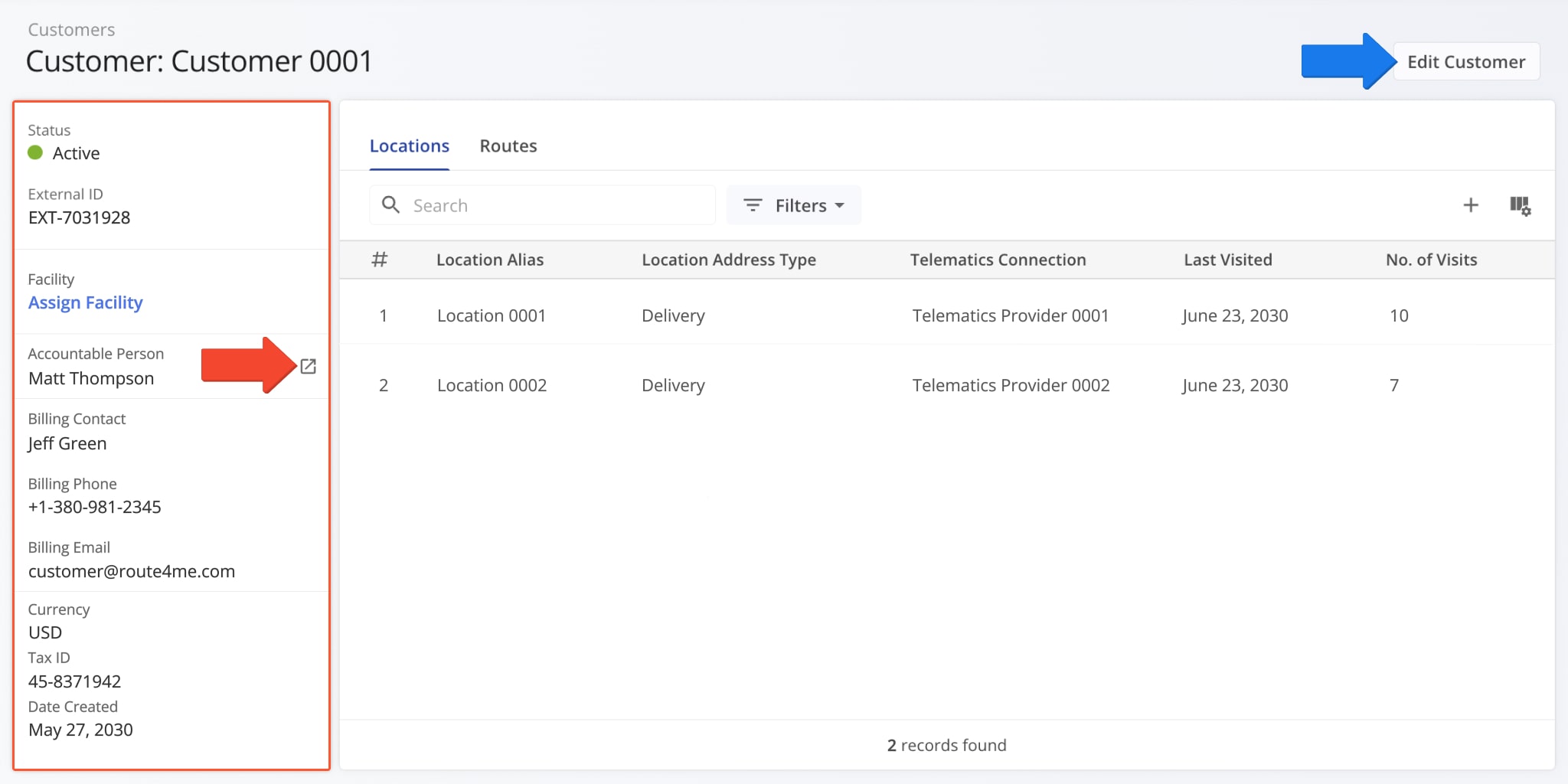 The Customer Information panel shows key customer details and lets you view or edit them.