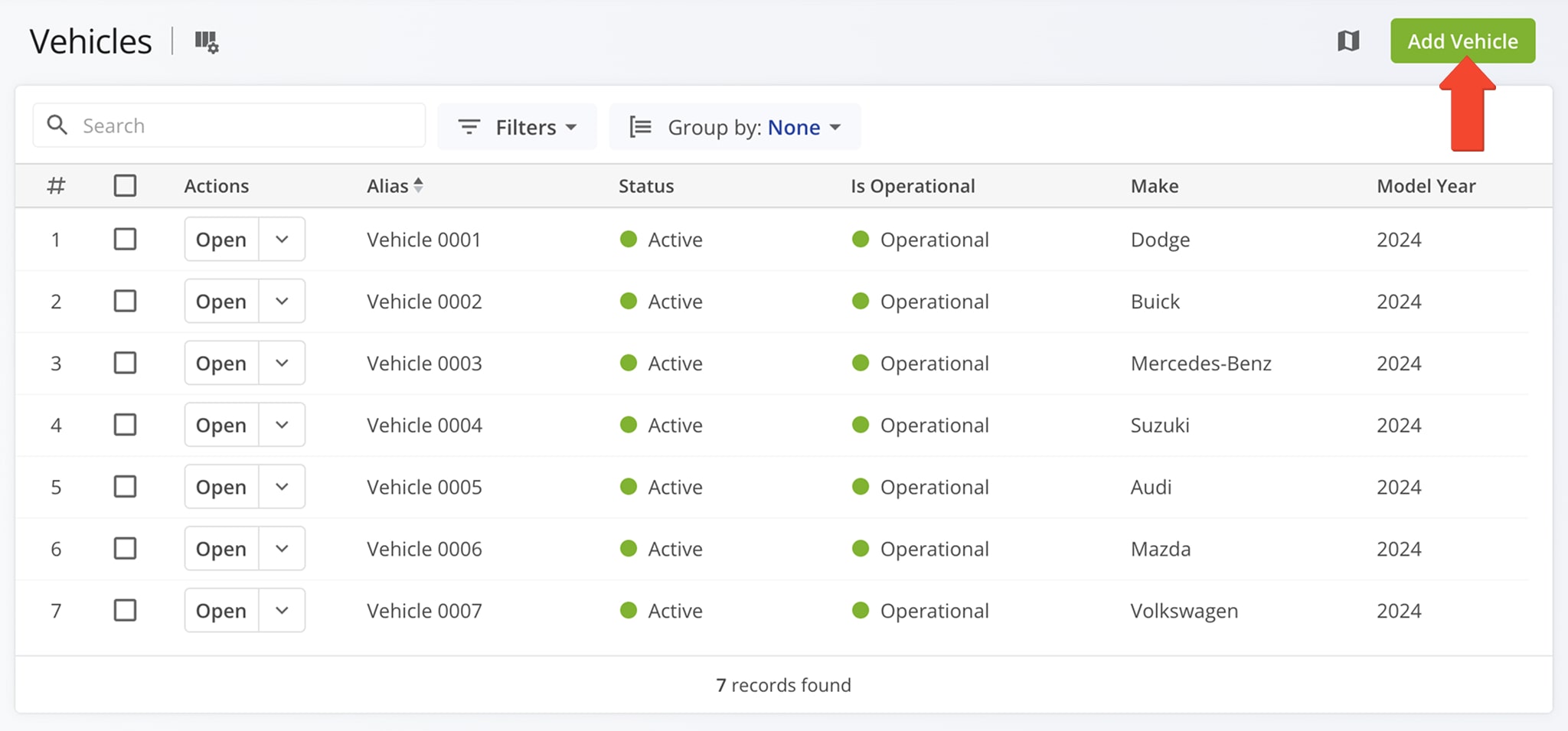 To create new fleet vehicles for commercial routing, click Team in the Navigation Menu, then Vehicles.