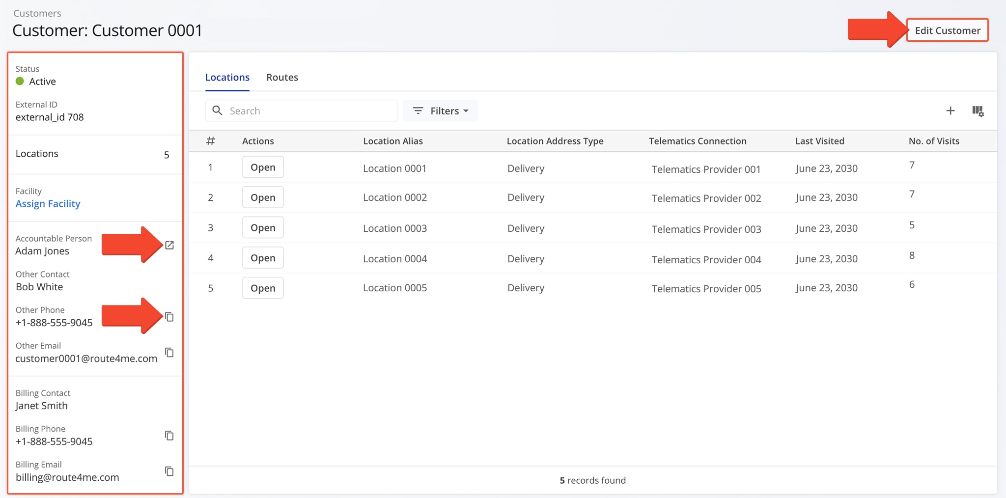 The Customer Information panel shows key customer details and lets you view or edit them.