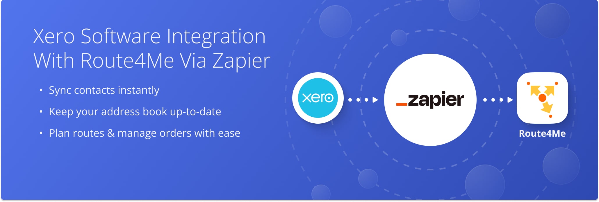 Sync Xero contacts with Route4Me via Zapier for automatic route planning.