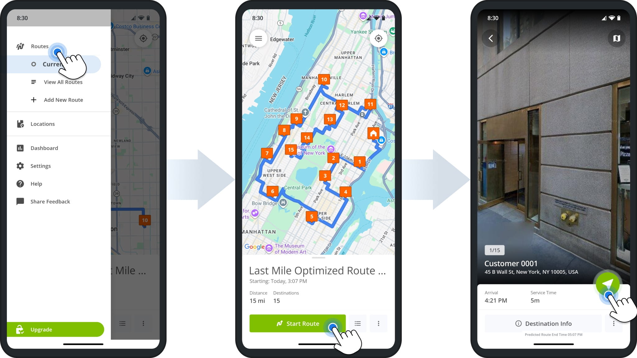 Open and start multi-address routes on Route4Me