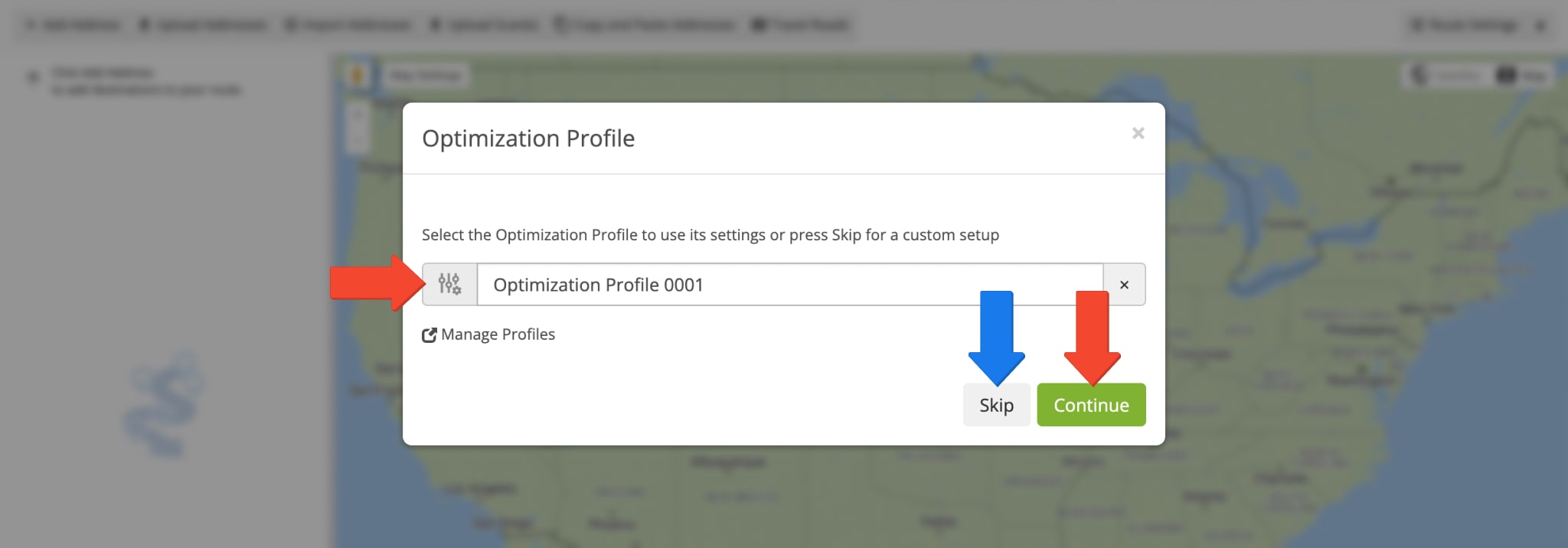 Select a custom Route Optimization Profile to automatically plan and optimize routes with predefined route settings.