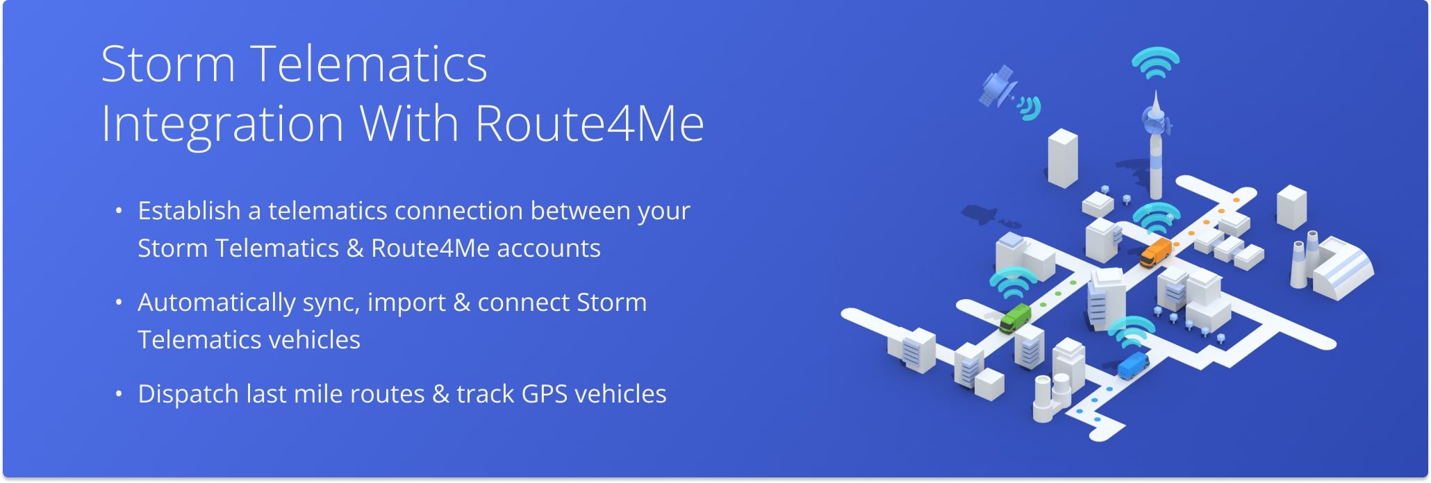 Storm Telematics provides real-time fleet tracking and integrates with Route4Me's route optimization engine for streamlined fleet management.