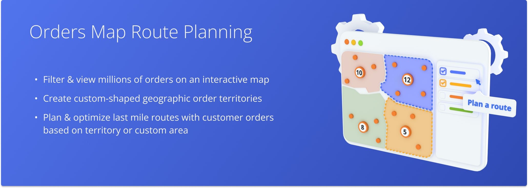 Use Route4Me's interactive Orders Map to plan routes with customer orders by selecting orders on the map or using Order Territories.